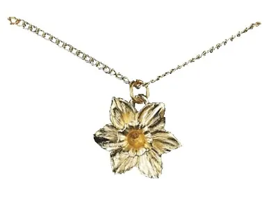 £5.95 • Buy Yellow Daffodil Pendant Gold Plated Welsh Wales Souvenir Gift Bag Charm Necklace