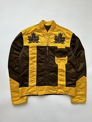 Graham’s Racing Silk 1970s Vintage Jacket Maple Leaf Brown Yellow Made In Canada • $71.24