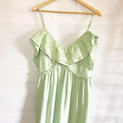 NWOT ZARA Womens Green Maxi Dress Eyelet Lace L • $45