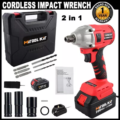 Cordless Electric Impact Wrench Gun 1/2'' High Power Driver With Li-ion Battery • $45.99