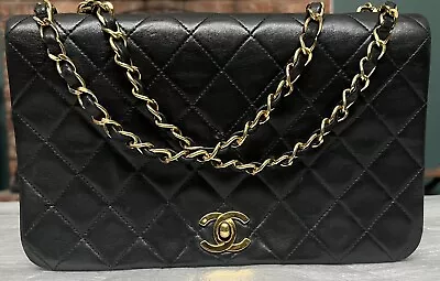 Vintage CHANEL Matelasse 23 Full Flap Chain Shoulder Bag Handbag Black VERY GOOD • $2550