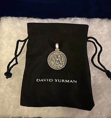 $225 • Buy David Yurman St. Christopher W/ Diamonds Amulet Pendant Necklace W/DY Pouch RARE