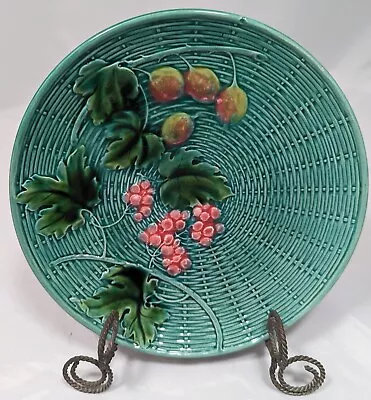 Georg Schmider Zell Germany Majolica Fruit Basketweave Plate Antique C. 1907-28 • $39.99