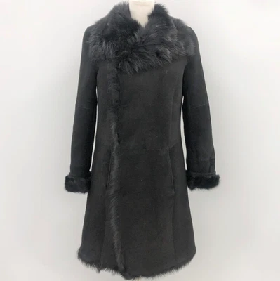 £32 • Buy Joseph Afghan Coat UK 12 Black Lambskin Womens 012015