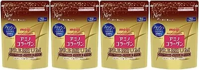 NEW 4 Gold Packs! Meiji PREMIUM Amino Collagen Powder 28days (196g) X 4refills! • $124