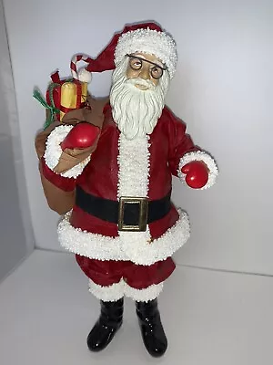 Vintage Santa W/Glasses Figure Midwest Importers  Paper Mache Bag Of PRESENTS • $29