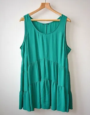 Ex Roman Green Round Neck Sleeveless Tiered Longline Vest Top Plus Size 22/24 • £12