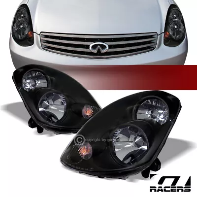 For 2003-2004 Infiniti G35 4D 4Dr Sedan Jdm Sport Black Crystal Headlights Lamps • $164