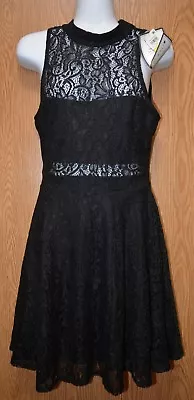 Womens Black Lace Material Girl Sleeveless Dress Size Medium NWT NEW • $14.99