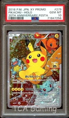 $8900 • Buy PSA 10 GEM MINT Pikachu 279/XY-P FESTA 20th Anniversary Pokemon Card CS25-256