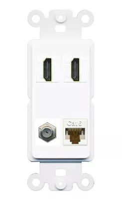 1 Port CAT6 COAX 2 HDMI Wall Plate-Rocker White • $19.38