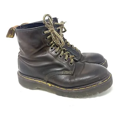 90s Vintage Dr Martens England Made Brown Boots Size UK 8 US 9 Air Wair 8-Eyelet • $129.99