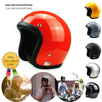$99.90 • Buy Motorcycle Helmet Japanese Low Profile Vintage Helmet Fiberglass Shell Open Face
