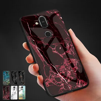 For Nokia 1 Plus X71 4.2 8.1 7/3.1Plus X6 Marble Tempered Glass Back Case Cover • $16.55