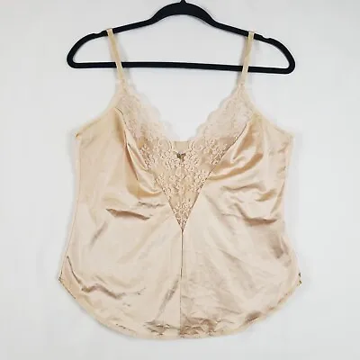 Vintage Maidenform Chantilly Nylon Camisole Womens 36 Beige Lace Trim Union Made • $22.99