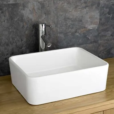 Rectangle Bathroom Basin Sink Ceramic Bowl Vanity Counter Top Cloakroom Wash NEW • £27.90