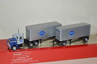 HO Scale Herpa Truck GMC Chevy Tractor W/ Twin OVERNITE TRANSPORTATION Trailer • $19.50