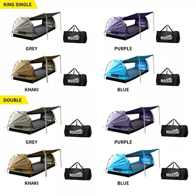 $229.99 • Buy Mountview Double King Single Swag Camping Swags Canvas Dome Tent Free Standing