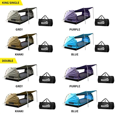 Mountview Double King Single Swag Camping Swags Canvas Dome Tent Free Standing • $259.99