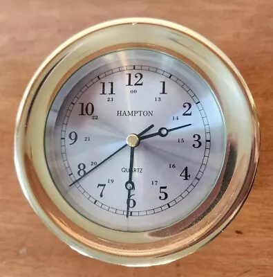 Hampton 5 1/4  Brass Quartz Ship's Clock Nautical Yacht Clock Works & EUC • $110