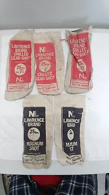 5 Vintage Lawrence Brand Chilled Lead Shot Empty Canvas Bags No 7-1/2 & No. 8 • $16.99