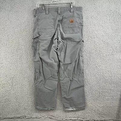 Carhartt Carpenter Pants Mens 36x32 Fit 36x30 Grey Relaxed Duck Canvas USA Work • $16.99