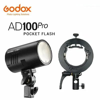 Godox AD100Pro-Black TTL 2.4G HSS Camera Pocket Flash Light + S2 Holder Bracket • $395