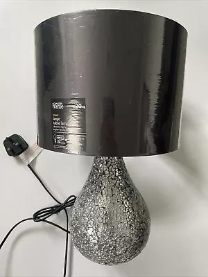 George Home Crackle Table Lamp Glass Mosaic Living Room Light Fabric Lampshade • £14.99
