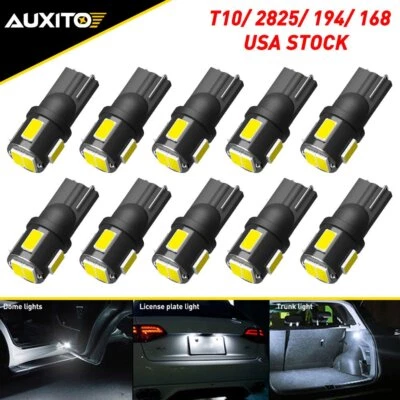 $8.59 • Buy 10PC 194 168 LED Map Door Interior Light Bulb W5W 2825 6-SMD White 12v Car Trunk