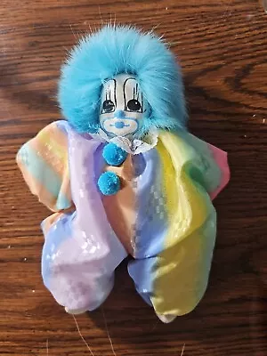 Vintage Q-TEE 8  Clown Dolls Blue & Yellow Hair Handmade Handpainted 1987 • $3