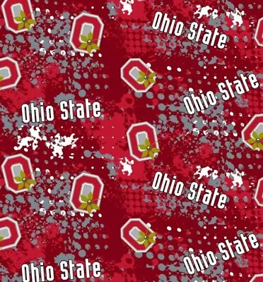 NCAA Ohio State Splatter OHS-835 Cotton Fabric By The Yard • $19.95