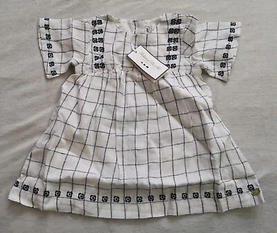 Tartine Et Chocolat Baby Girl's Linen White Checked Dress New With Tags • £34.99