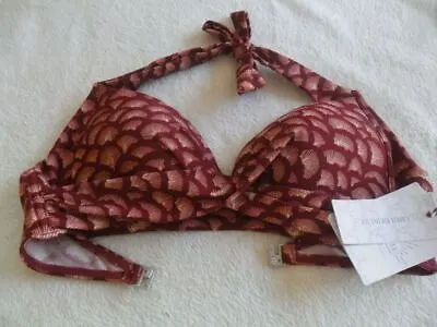 Fat Face Carrie Abstract Shell Non-wired Padded Twist Front Bikini Top Size 8 10 • £18.99