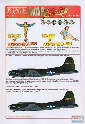 KSW148150 1:48 Kits-World Decals B-17E Flying Fortress 'Nemesis Of Aeroembolism' • $22.04