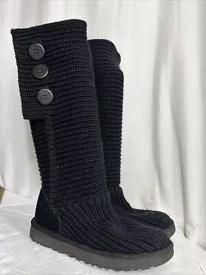 UGG Australia Classic Cardy Knit Black Women's Boots 1016555 Size 8 • $45