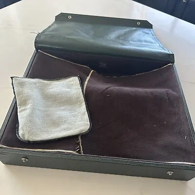 Gorham W/Pacific Silver Cloth Green Faux Leather Snap Flatware Case Vintage  • $45.49