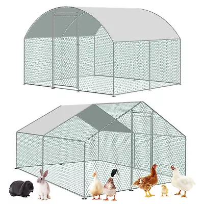 Large Outdoor Metal Walk In Chicken Hen Poultry Dog Rabbit Coop Run Cage Pen • £168.95