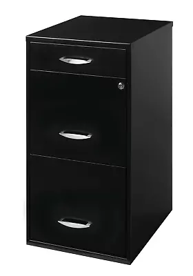 18  Deep 3 Drawer Metal File High-sides Cabinet With Pencil Drawer Black • $87.59