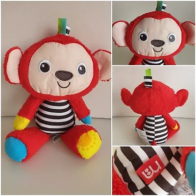 MOTHERCARE Red Monkey Rattle Crinkly Pram Soft Toy Baby Hug Comforter 8.5   • £4.50