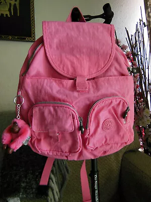 Kipling Firefly Nylon Medium Backpack Bookbag Pink Macaron • $50