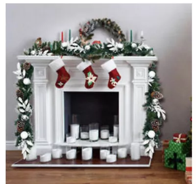 Costway 9ft Pre-Lit Artificial Christmas Garland W Mixed Decorations LED Lights • $39.95