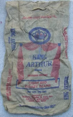 Vtg King Arthur Light Red Kidney Bean Madison Height Michigan Burlap Gunny Sack • $7.99