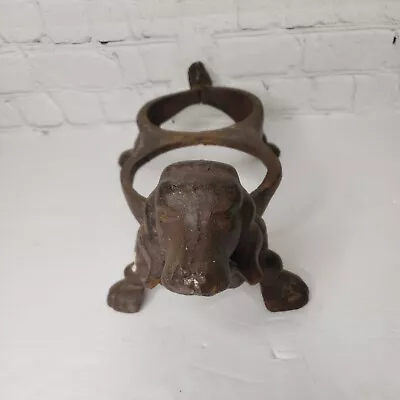 Cast Iron Dachshund Dog Food & Water Bowl Holder - Vintage Wiener Dish Feeder • $51.40