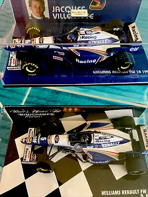 2 F1 Williams Renault FW 18 D. Hill/J. Villeneuve 1:43 Die Cast Race Cars • $49.95