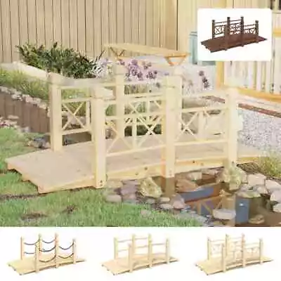 Garden Bridge Ornament Pond Bridge With Railings Solid Wood Spruce VidaXL • £125.99