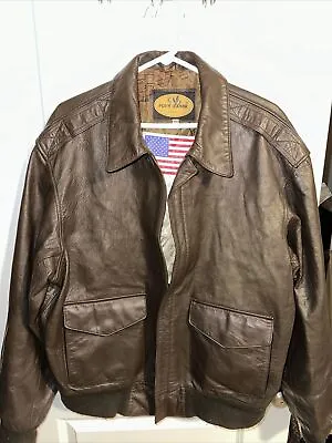 Pop's Leather XXL Jacket Mens Large Brown Aviator  Bomber Military Outdoor • $175