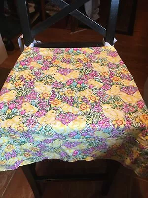 Vtg Set Of 4 Easter Handmade Spring Fabric Chair Seat Covers • $18