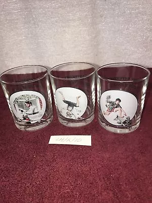 Norman Rockwell  Set Of (3) Saturday Evening Post Tumblers /Drinking Glasses- • $11.99