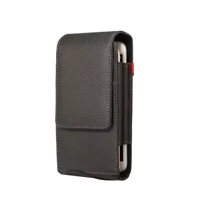 Black 6.5 Inch Universal Tradies PU Leather Vertical Belt Clip Case For Oppo R9S • $19.95