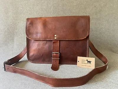 Leather Bag Satchel 15  Wide S15R Goat Leather Vintage DISCOUNTED Sam Road Bags • $64.59